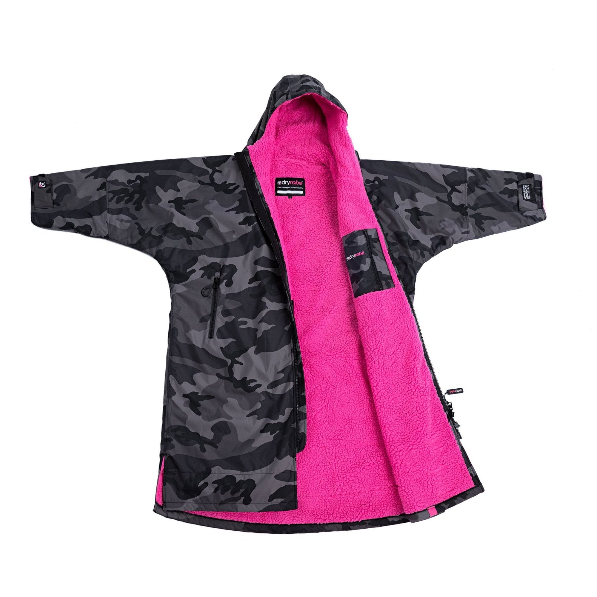 Dryrobe Advance Long Sleeve Coat (Black Camo Pink)